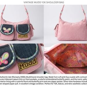 Mudd Pink Shoulder Bag with Embroidered Butterfly